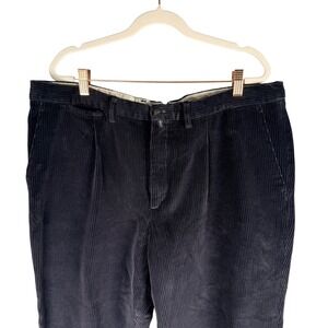 Emidio Tucci Mens Navy Blue Corduroy Pleated Pants 38x28 Cotton Modal Stretch